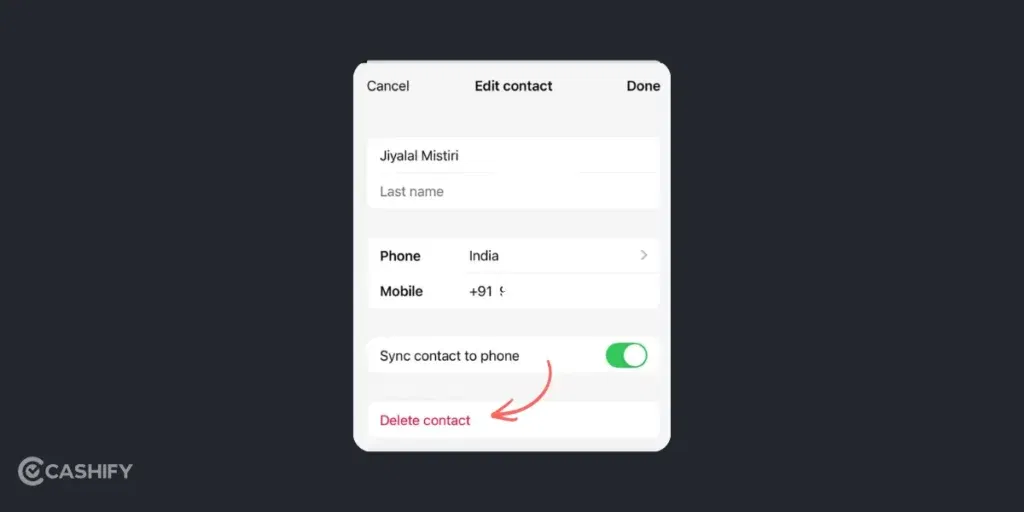how to delete contact from WhatsApp in iPhone