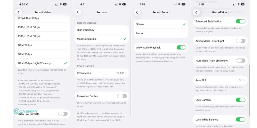 Apple iPhone 15 video setting
