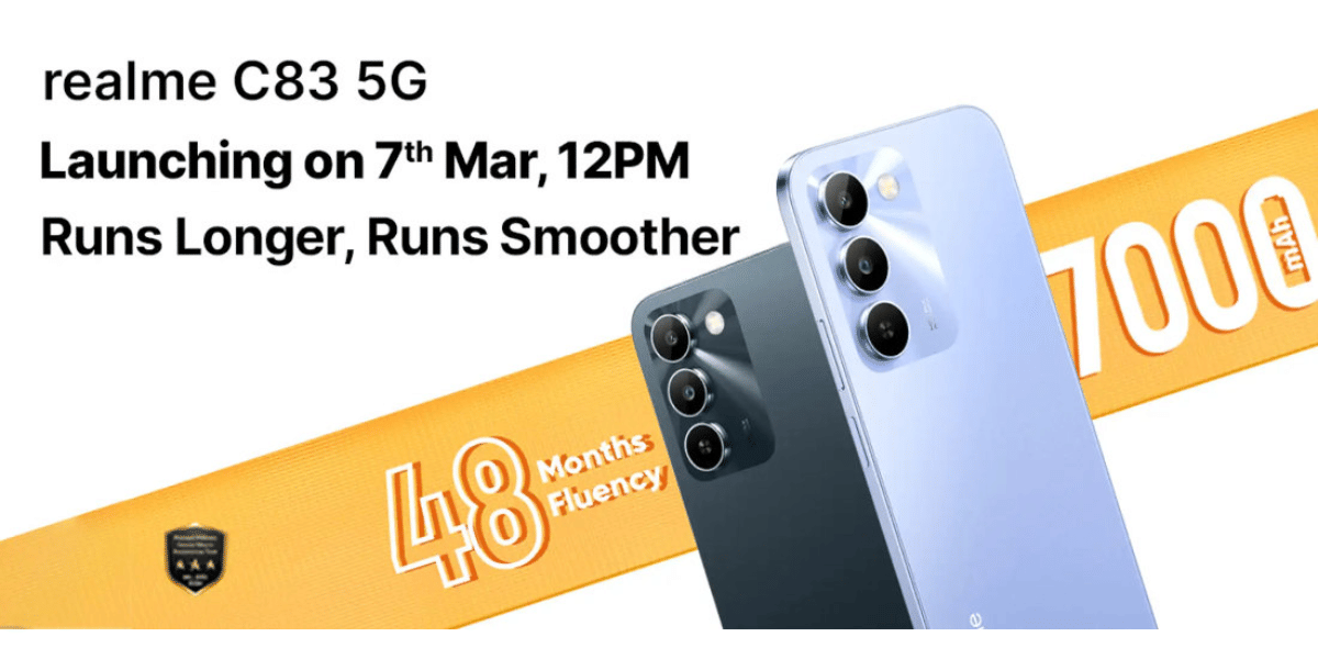 Realme C83 With 7000mAh Battery Launching March 7 In India Under Rs 15k