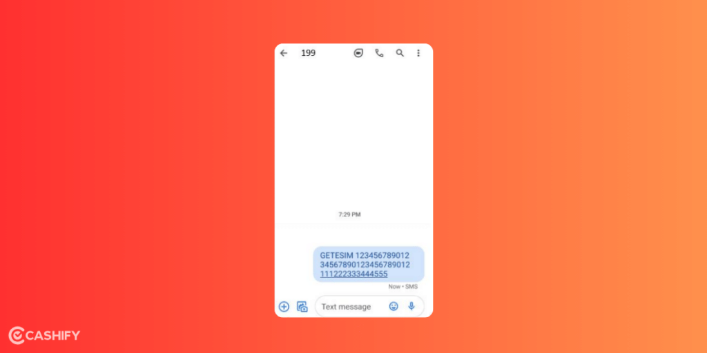 sms code for transfer jio esim