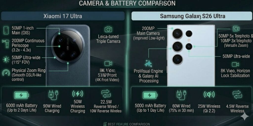 Xiaomi 17 Ultra vs Samsung Galaxy S26 Ultra: Design And Display