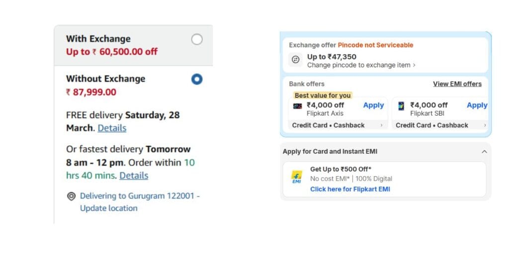 samsung s26 sale: exchange offers comparison between amazon and flipkart