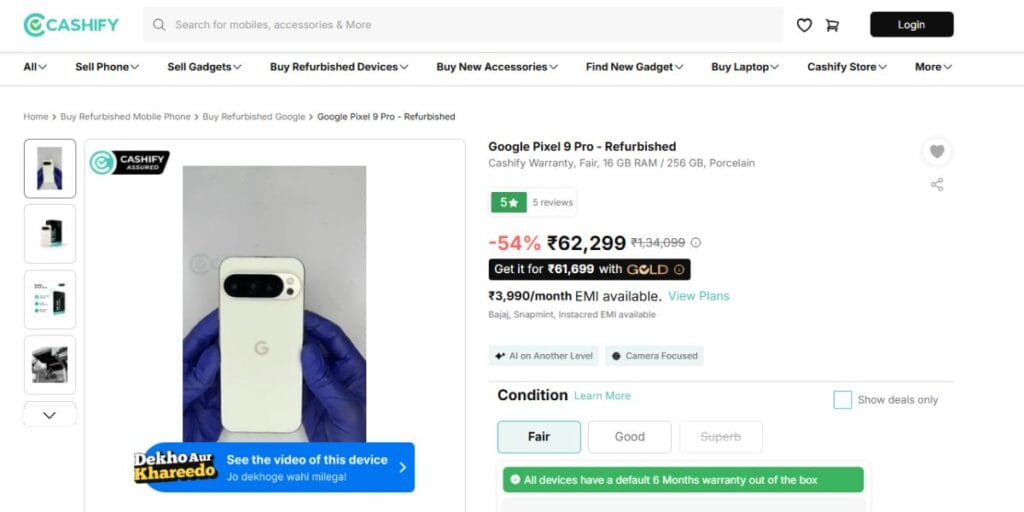 Buy Refurbished Pixel 9 Pro on Cashify