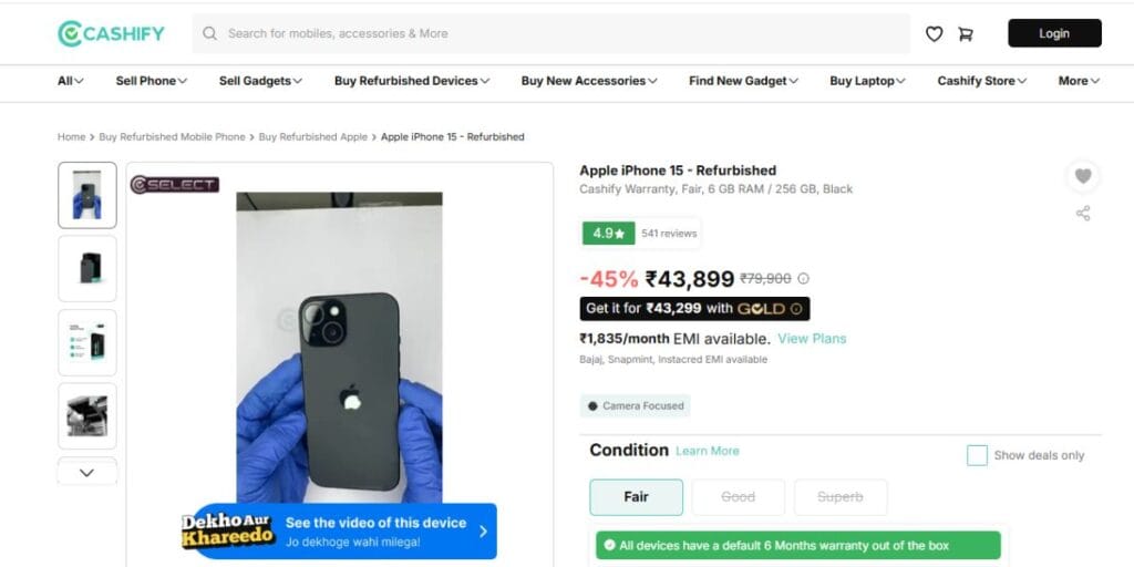 buy refurbished iPhone 15 on cashify