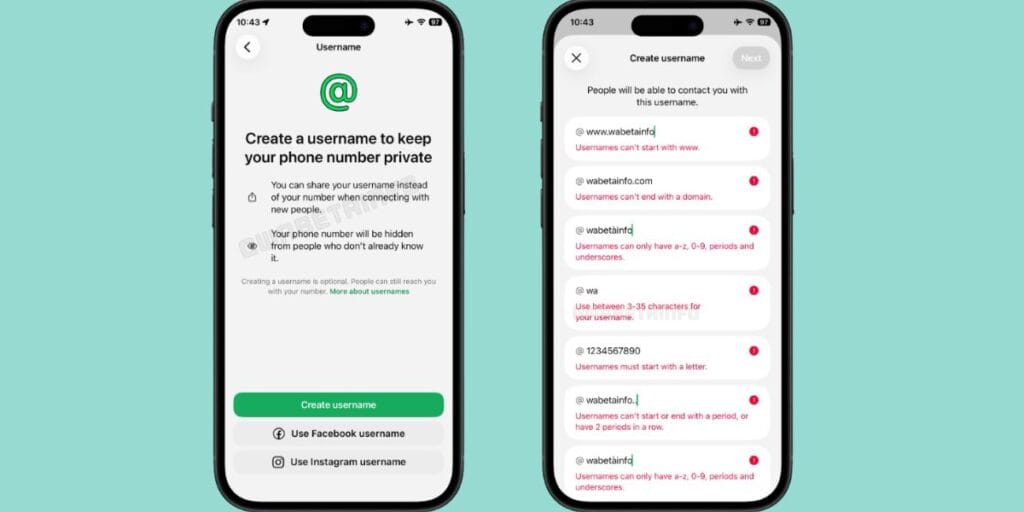WhatsApp username feature