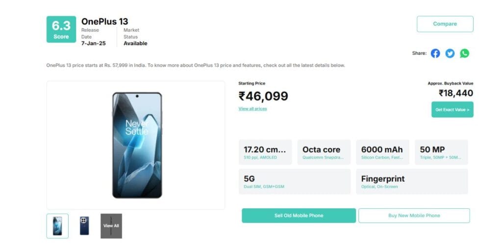 buy oneplus 13 under 48000 on cashify