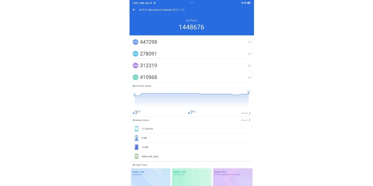 Xiaomi Pad 8 Antutu score