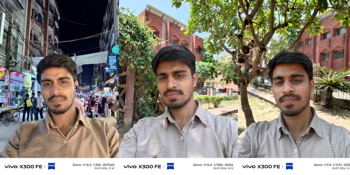 Vivo X300 FE front camera sample