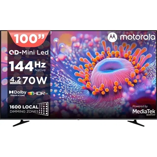 Motorola 100UHDGMMWBKQ 100 inch (254 cm) Ultra HD 4K Smart QD-Mini LED Front