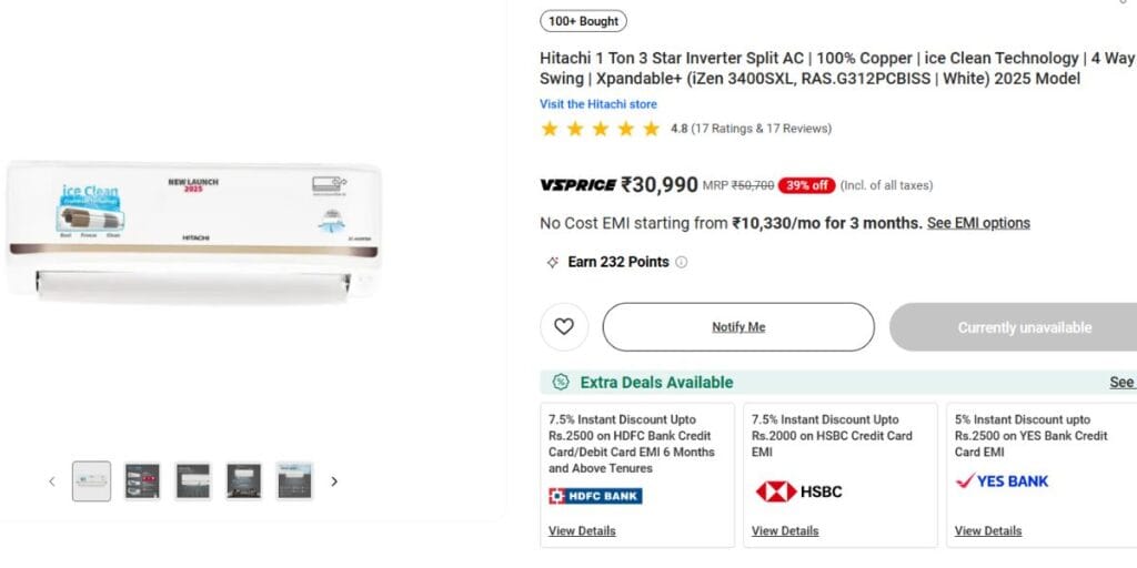 buy hitachi ac vijay sales