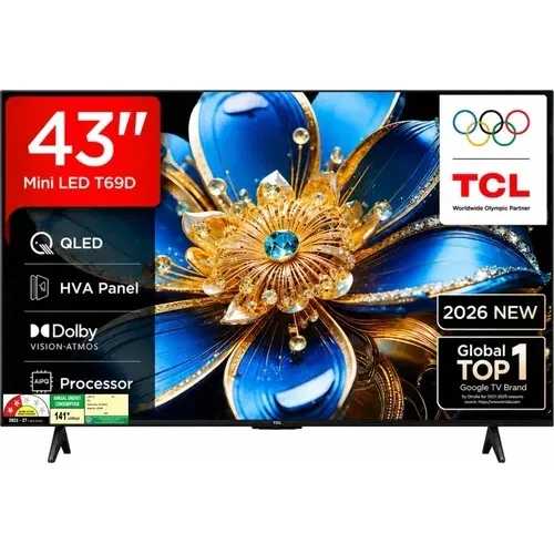 TCL 43T69D 43 inch (109 cm) Ultra HD 4K Smart QLED Front