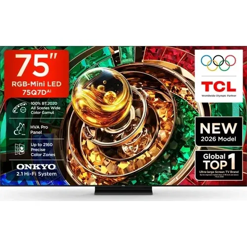 TCL 75Q7D 75 inch (190 cm) Ultra HD 4K Smart RGB-Mini LED Front