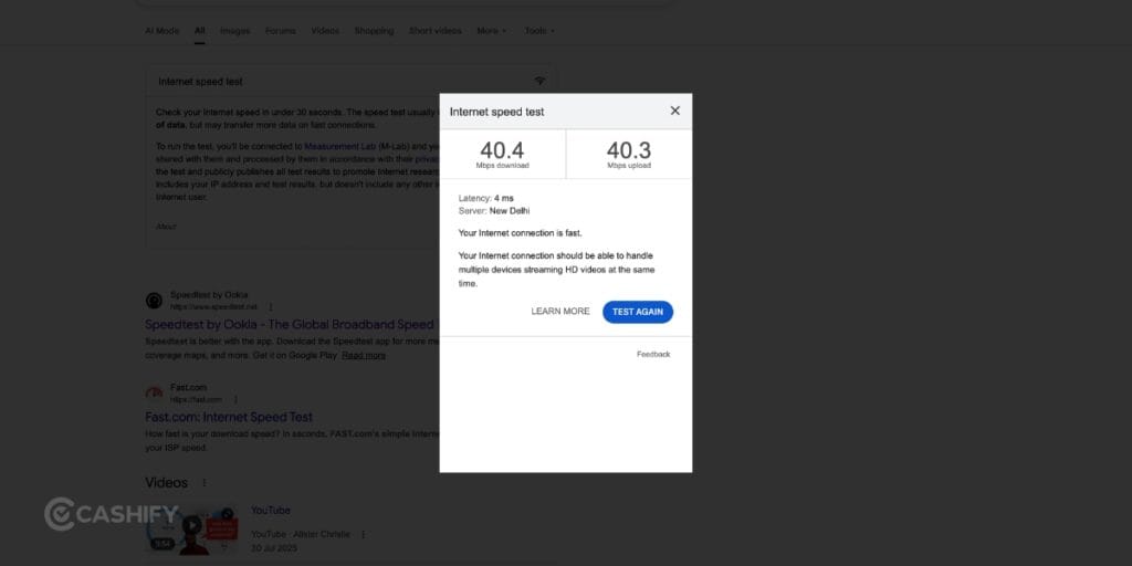 Google Speed test