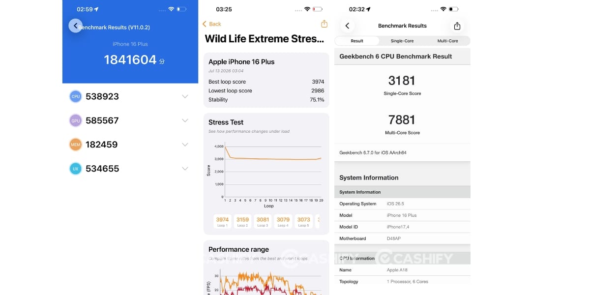 Apple iPhone 16 Plus benchmarks