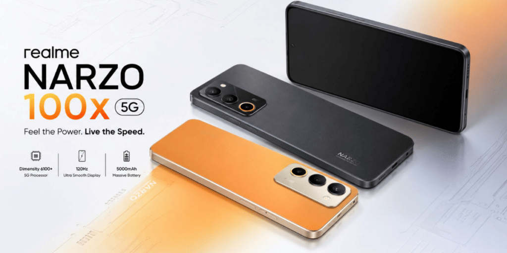 Realme Narzo 100x is available in Flash Orange and Midnight Black colors in India