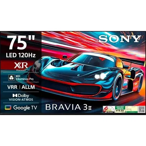 Sony BRAVIA 3II XR30M2 K-75XR30M2 75 inch (190 cm) Ultra HD 4K Smart LED Front