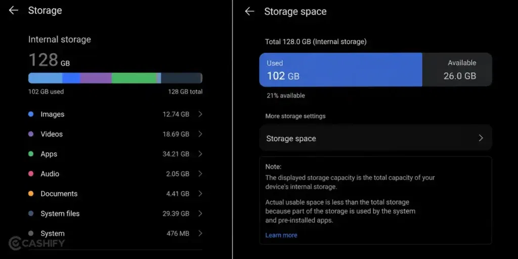 Insufficient Storage
