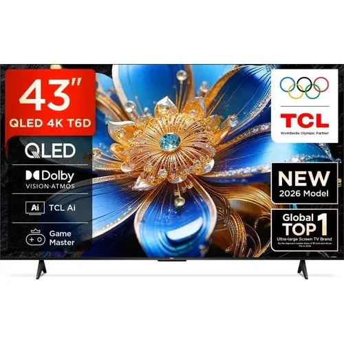 TCL T6D 43T6D 43 inch (109 cm) Ultra HD 4K Smart QLED Front
