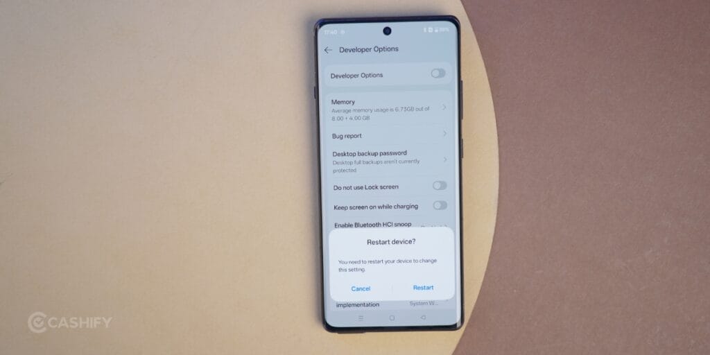 OnePlus 12R developers option