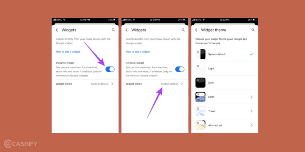 Customise widgets