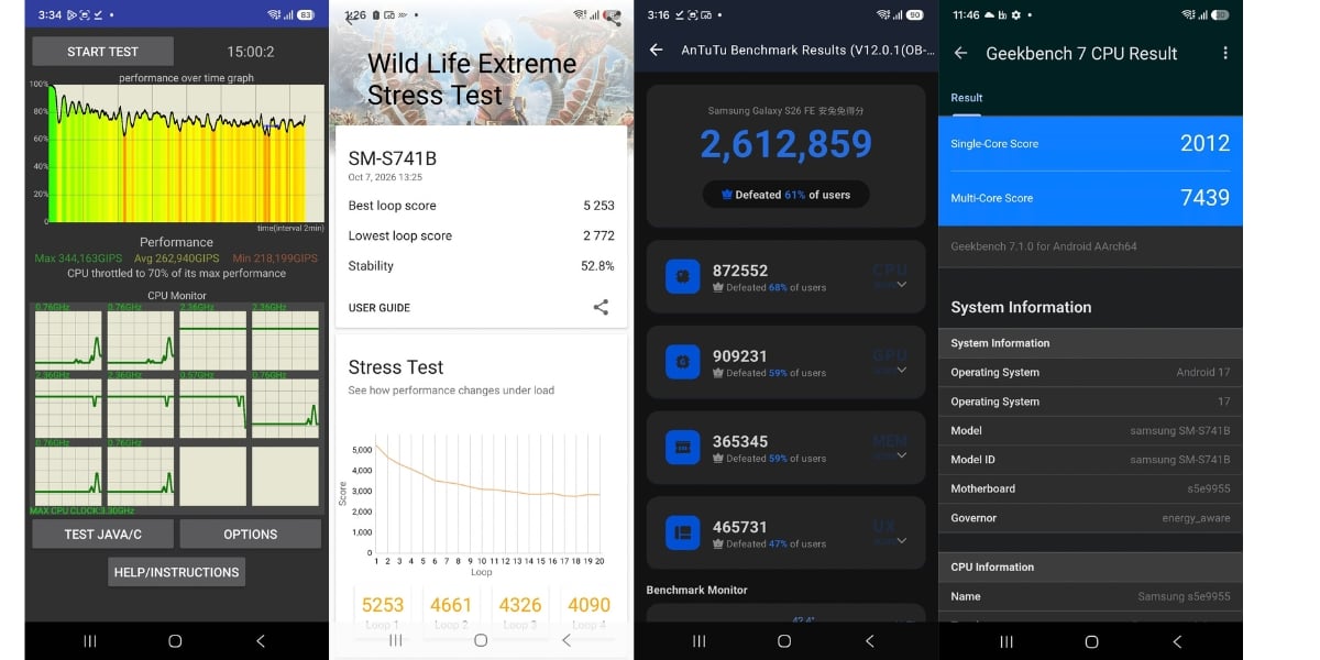 Samsung Galaxy S26 FE benchmarks