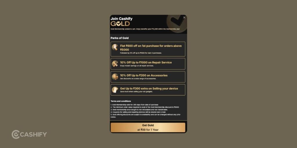 Cashify Gold Membership Plan
