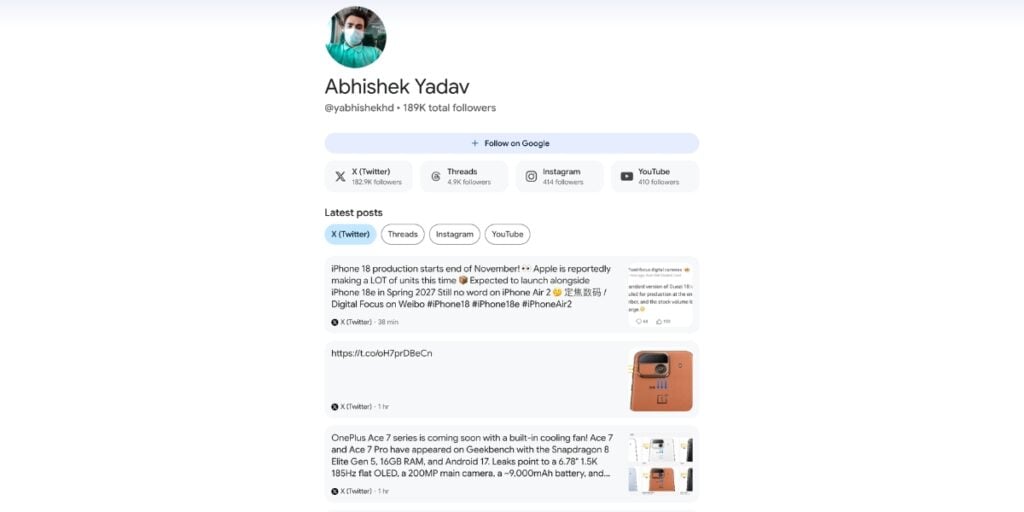 Google Creator Profile